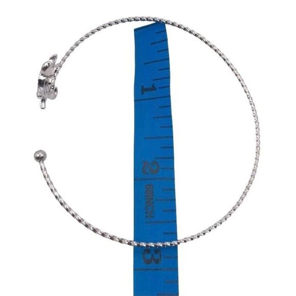 Silver Turtle Charm Dainty Cuff Bracelet - Picture 8 of 8